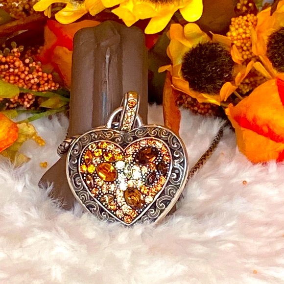 Brighton CRYSTAL VOYAGE Amber Gold Crystal Heart Necklace Bracelet Earrings RARE - Picture 4 of 16